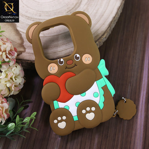 Tecno Spark 20C Cover - Brown - Endearing Adorable 3D Super Marshy Bear Case
