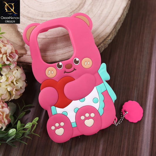 Tecno Pop 8 Cover - Dark PInk -  Endearing Adorable 3D Super Marshy Bear Case