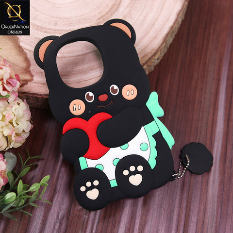 Infinix Hot 50i Cover - Black - Endearing Adorable 3D Super Marshy Bear Case