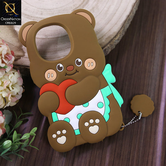 Infinix Smart 9 HD Cover - Brown - Endearing Adorable 3D Super Marshy Bear Case