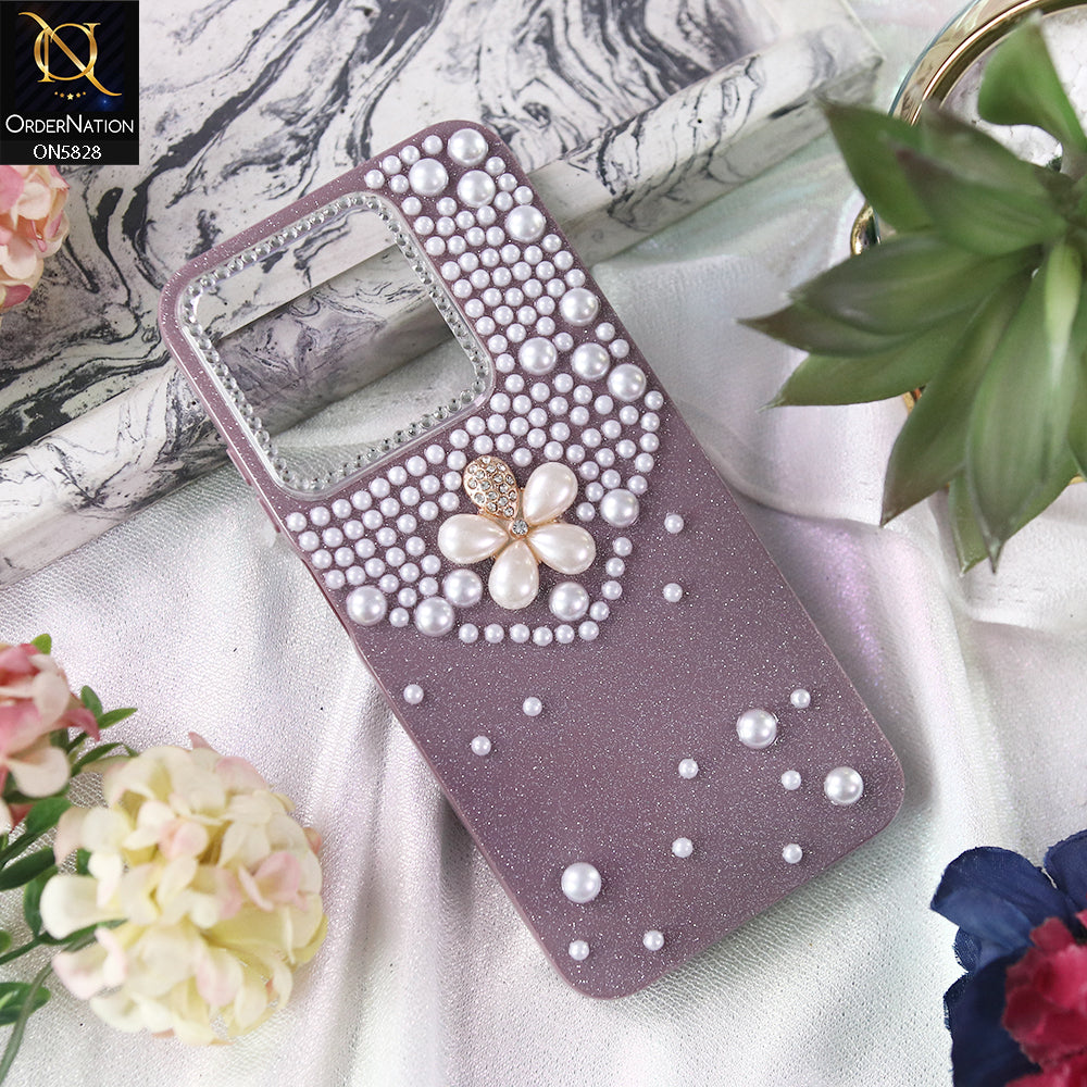 Tecno Pop 8 Cover - Purple -  Adorable Pretty RhineStones And Pearls Zone Feminine Case