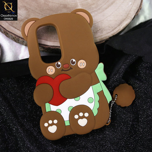 Tecno Spark 40 Pro Plus Cover - Brown -   Endearing Adorable 3D Super Marshy Bear Case