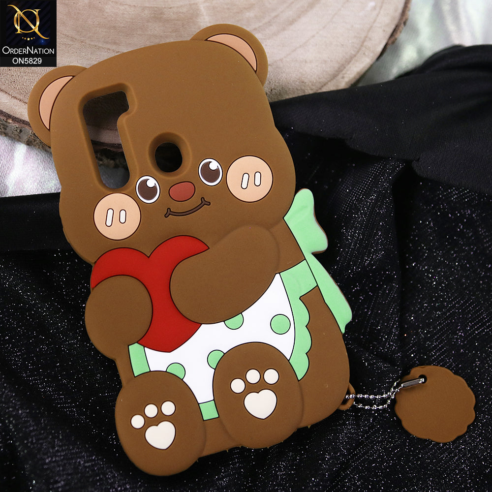 Tecno Spark 8C Cover - Brown -   Endearing Adorable 3D Super Marshy Bear Case