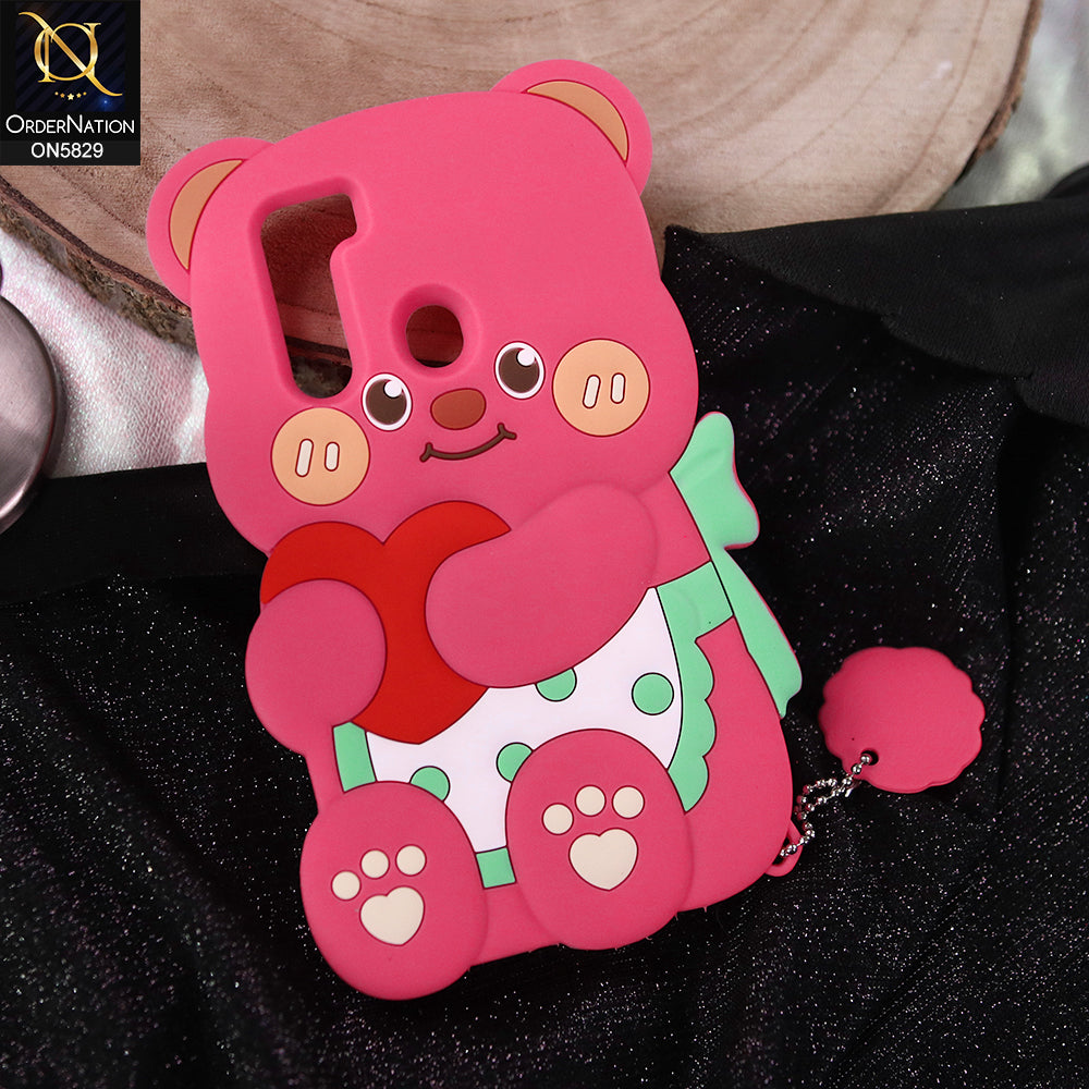Tecno Spark 8C Cover - Dark Pink -   Endearing Adorable 3D Super Marshy Bear Case