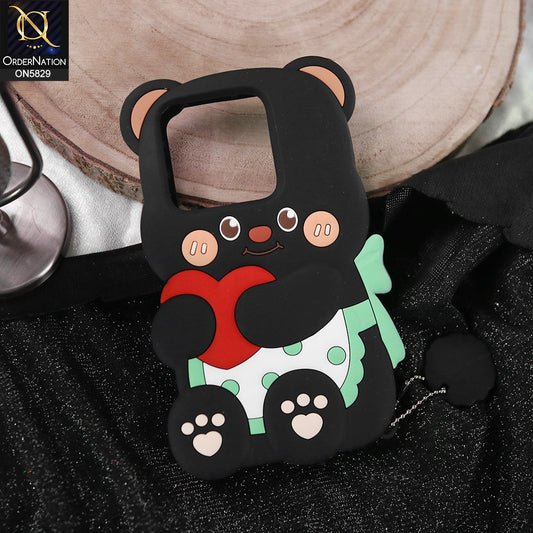Infinix Smart 7 Cover - Black -   Endearing Adorable 3D Super Marshy Bear Case