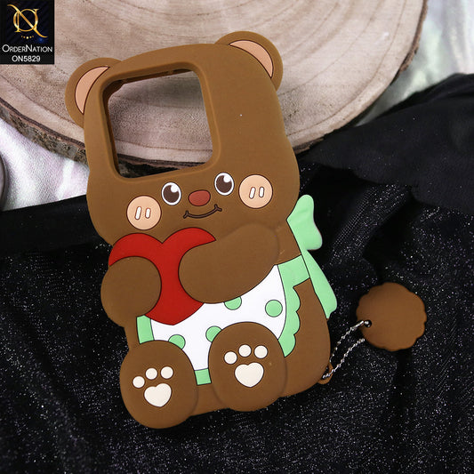 Tecno Pop 7 Cover - Brown -   Endearing Adorable 3D Super Marshy Bear Case
