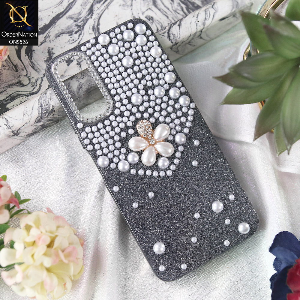 Vivo Y12a Cover - Black - Adorable Pretty RhineStones And Pearls Zone Feminine Case