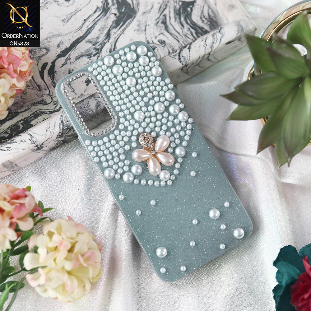 Vivo Y12s Cover - Blue - Adorable Pretty RhineStones And Pearls Zone Feminine Case