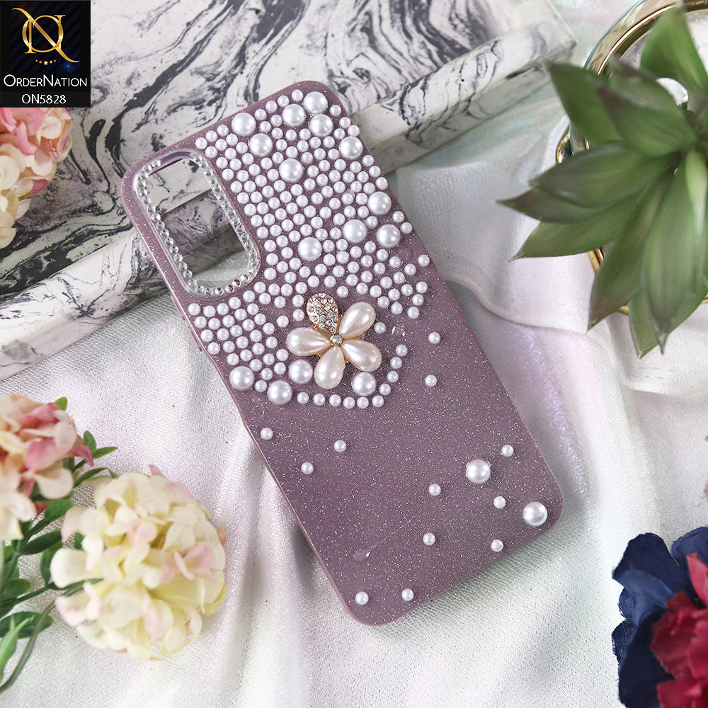Vivo Y12s Cover - Purple -  Adorable Pretty RhineStones And Pearls Zone Feminine Case