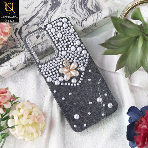 Vivo Y33s Cover - Black - Adorable Pretty RhineStones And Pearls Zone Feminine Case