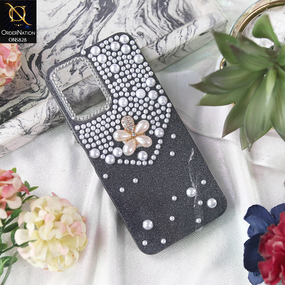 Vivo Y33t Cover - Black - Adorable Pretty RhineStones And Pearls Zone Feminine Case