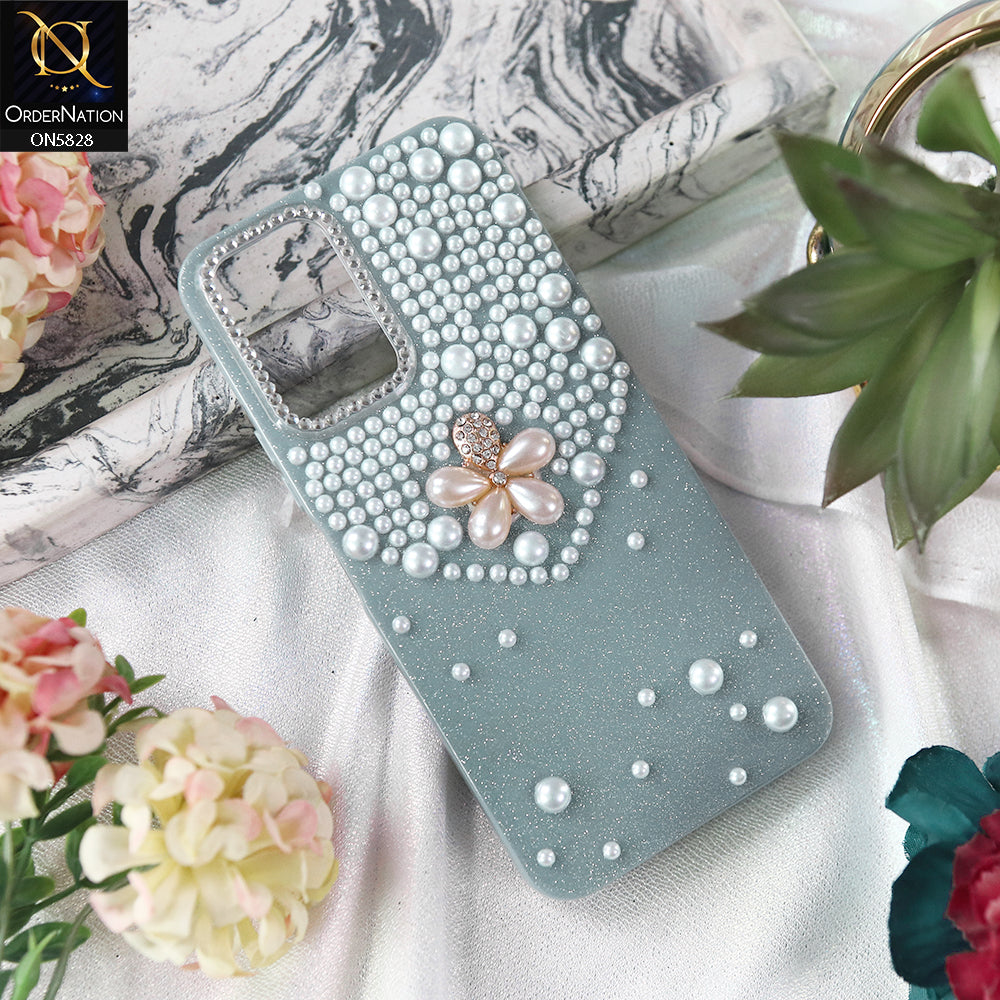 Vivo Y21t Cover - Blue - Adorable Pretty RhineStones And Pearls Zone Feminine Case