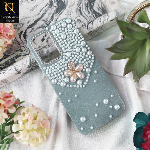 Vivo Y21s Cover - Blue - Adorable Pretty RhineStones And Pearls Zone Feminine Case