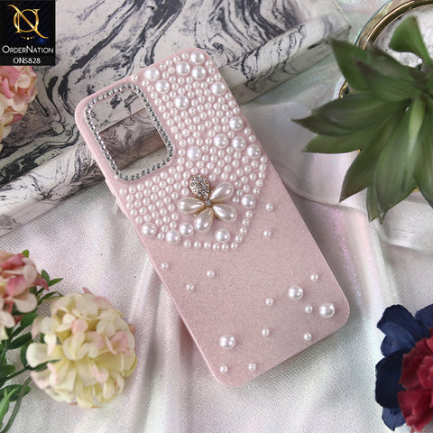 Vivo Y33s Cover - Pink -  Adorable Pretty RhineStones And Pearls Zone Feminine Case