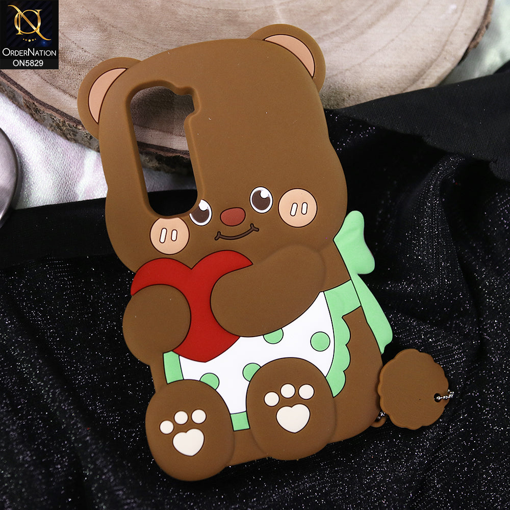 Vivo Y31 5G Cover - Brown -   Endearing Adorable 3D Super Marshy Bear Case