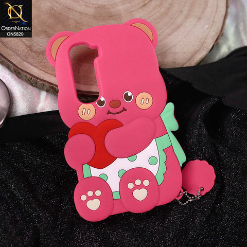 Vivo Y31 5G Cover - Dark Pink -   Endearing Adorable 3D Super Marshy Bear Case