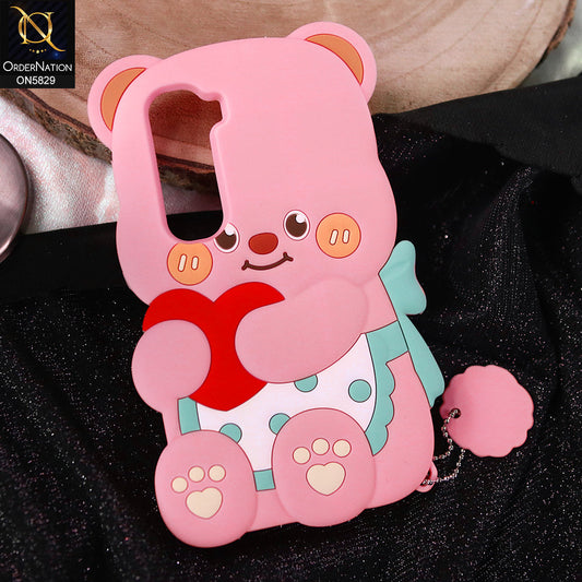 Vivo Y31 5G Cover - Light Pink -   Endearing Adorable 3D Super Marshy Bear Case