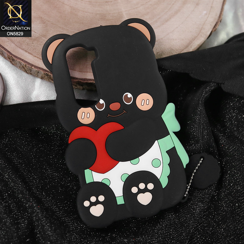 Vivo Y400 Cover - Black -   Endearing Adorable 3D Super Marshy Bear Case