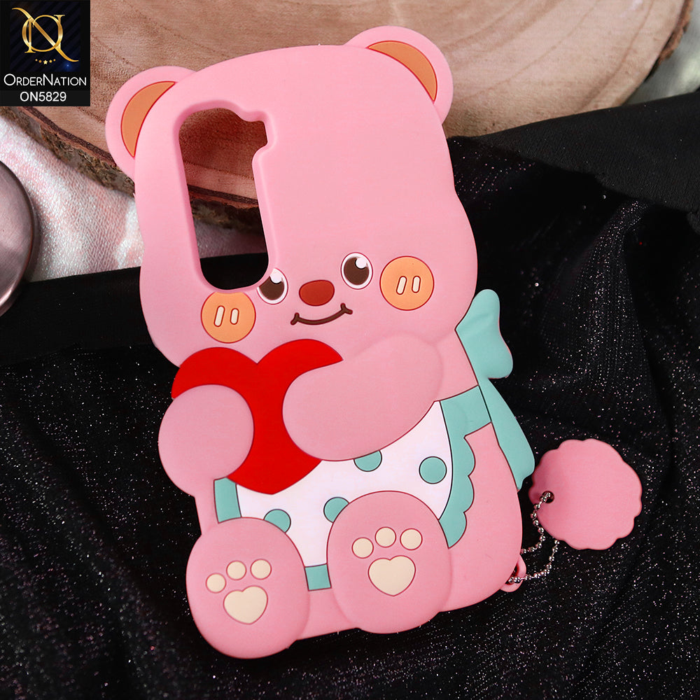 Vivo Y400 4G Cover - Light Pink -   Endearing Adorable 3D Super Marshy Bear Case