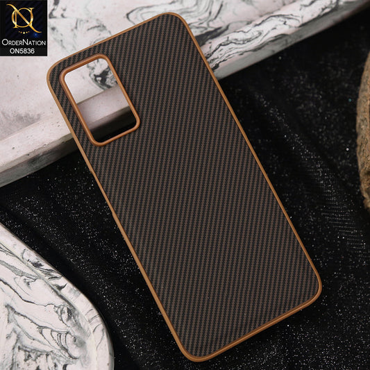 Oppo A55s Cover - Brown -  New Deluxe High Quality Matte Soft Tpu Carbon Fiber Texture Case