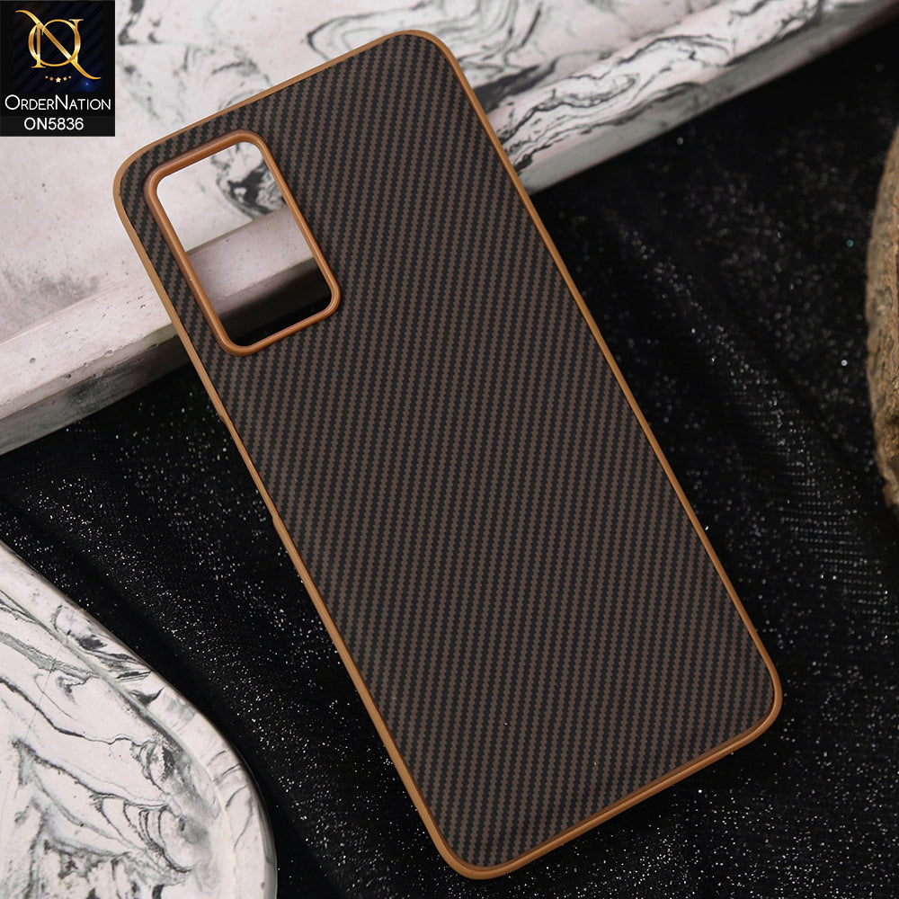 Oppo A16 Cover - Brown -  New Deluxe High Quality Matte Soft Tpu Carbon Fiber Texture Case