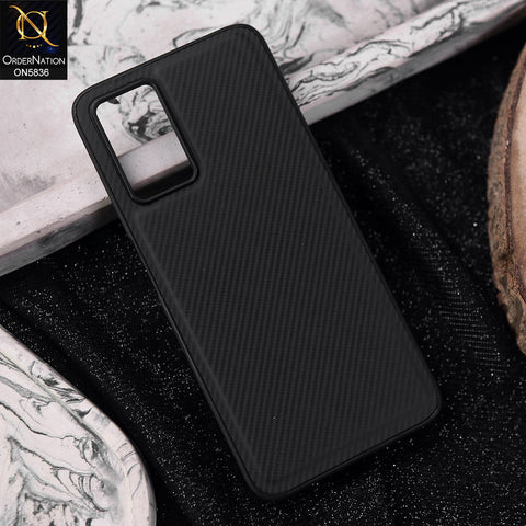 Oppo A76 Cover - Black -  New Deluxe High Quality Matte Soft Tpu Carbon Fiber Texture Case