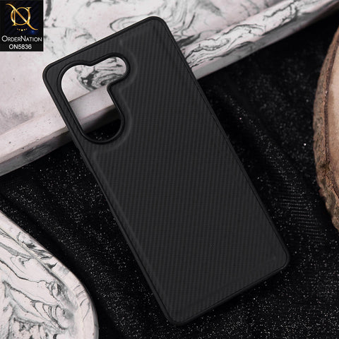 Tecno Camon 20 Pro Cover - Black -  New Deluxe High Quality Matte Soft Tpu Carbon Fiber Texture Case