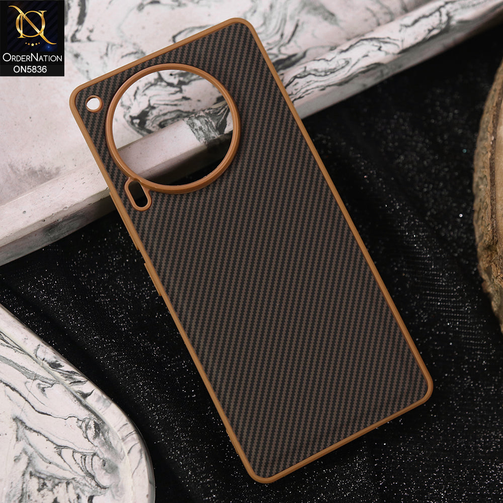 Tecno Camon 30 Cover - Brown -  New Deluxe High Quality Matte Soft Tpu Carbon Fiber Texture Case