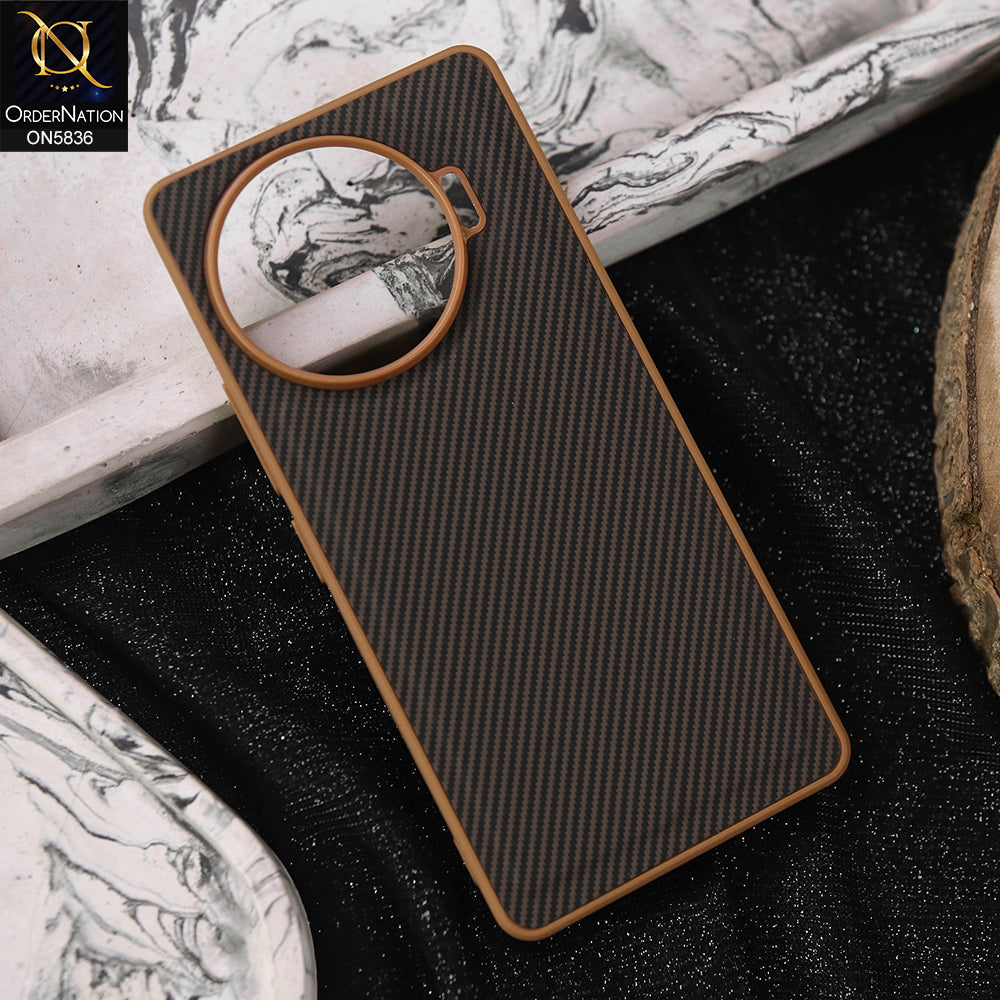 Tecno Camon 30 Pro 5G Cover - Brown -  New Deluxe High Quality Matte Soft Tpu Carbon Fiber Texture Case