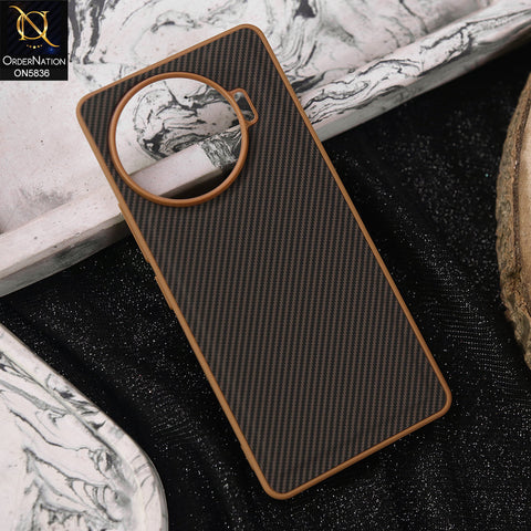 Tecno Camon 30 Pro 5G Cover - Brown -  New Deluxe High Quality Matte Soft Tpu Carbon Fiber Texture Case