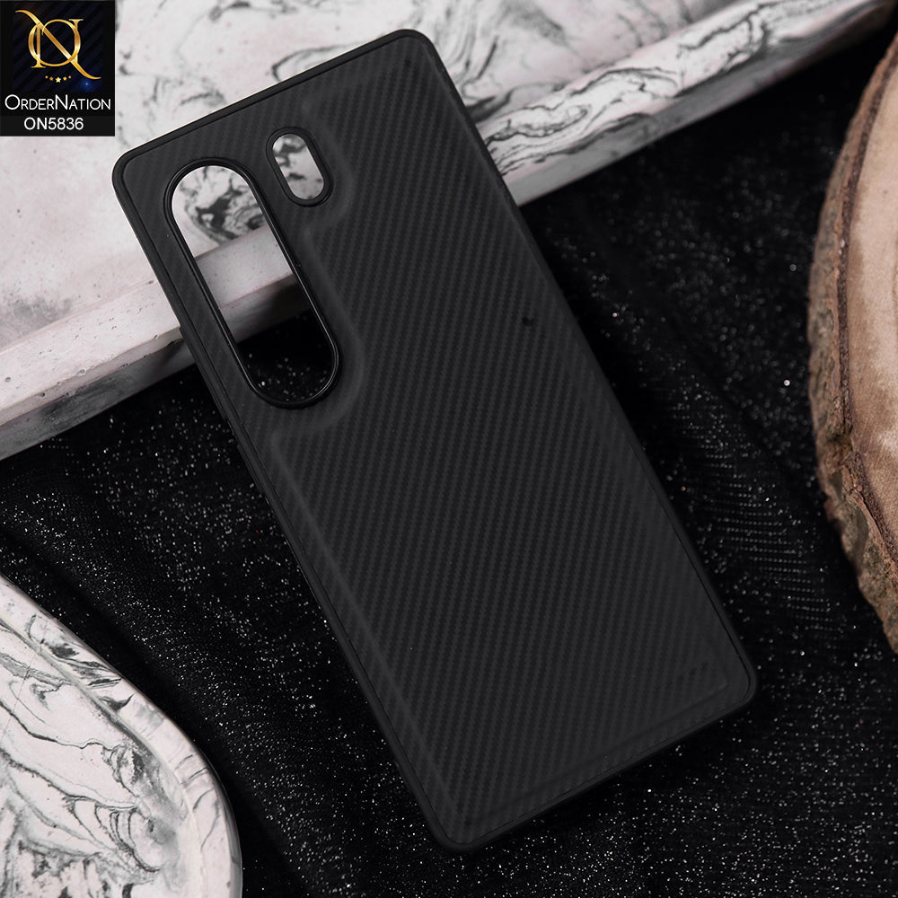 Tecno Camon 40 Pro Cover - Black -  New Deluxe High Quality Matte Soft Tpu Carbon Fiber Texture Case