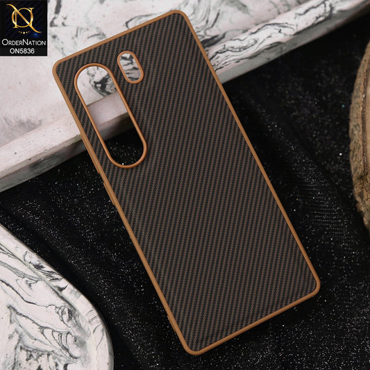 Tecno Camon 40 Pro Cover - Brown -  New Deluxe High Quality Matte Soft Tpu Carbon Fiber Texture Case