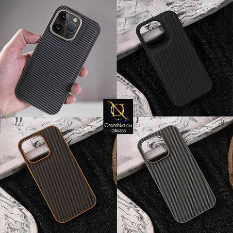 iPhone 12 Pro Max Cover - Brown -  New Deluxe High Quality Matte Soft Tpu Carbon Fiber Texture Case
