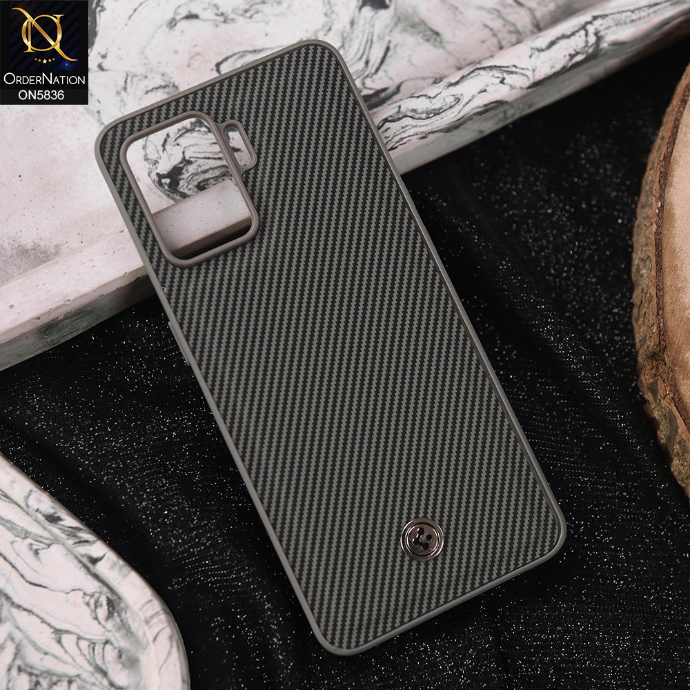 Oppo A94 Cover - Gray -  New Deluxe High Quality Matte Soft Tpu Carbon Fiber Texture Case