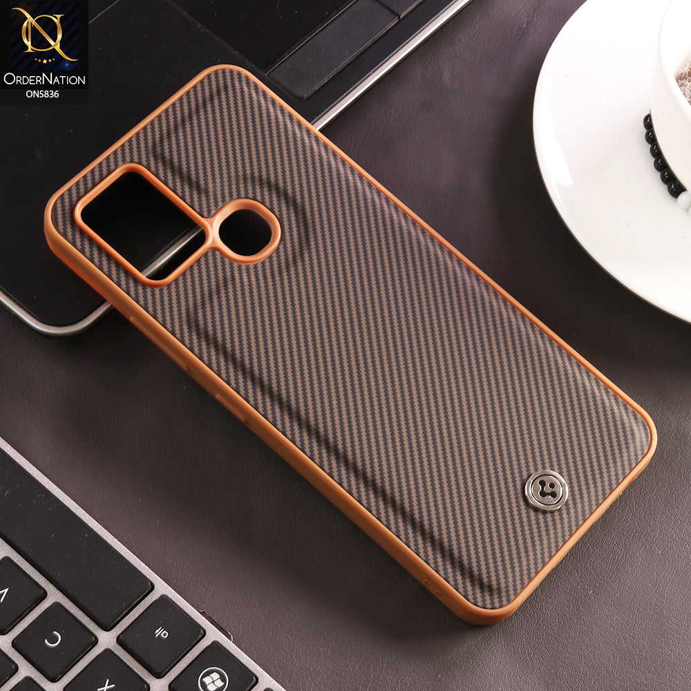 Infinix Hot 11 Play Cover - Brown - New Deluxe High Quality Matte Soft Tpu Carbon Fiber Texture Case