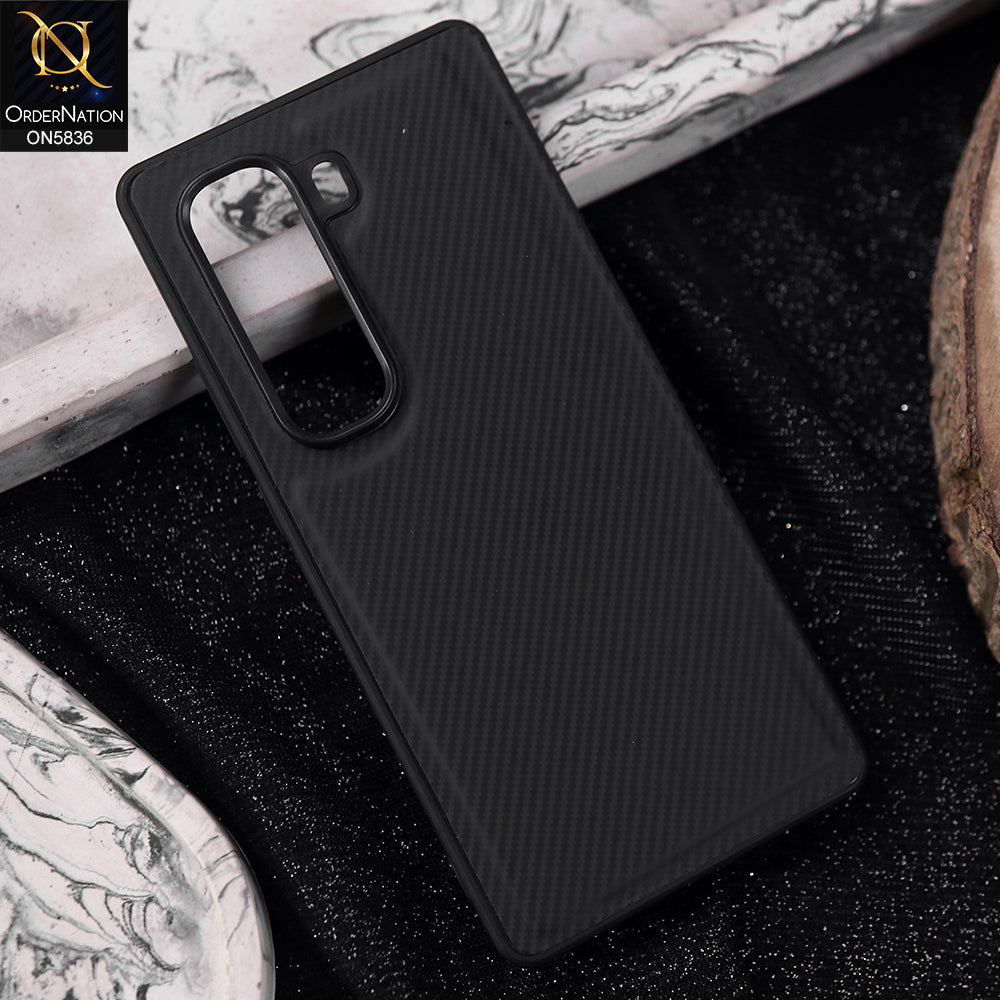 Infinix Hot 50 Pro Plus Cover - Black -  New Deluxe High Quality Matte Soft Tpu Carbon Fiber Texture Case