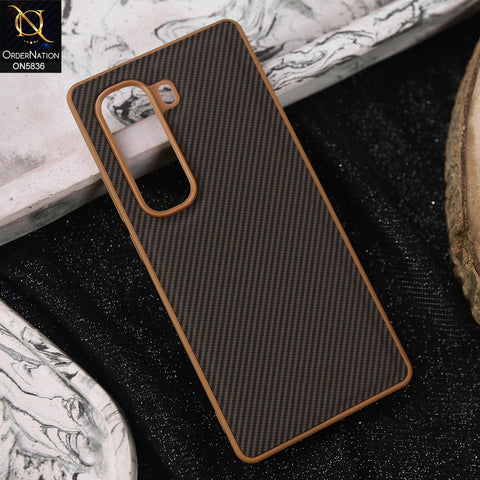 Infinix Hot 50 Pro Plus Cover - Brown -  New Deluxe High Quality Matte Soft Tpu Carbon Fiber Texture Case