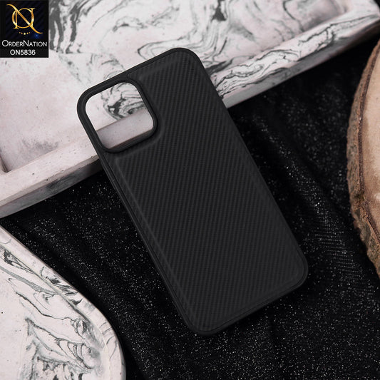 iPhone 13 Cover - Black -  New Deluxe High Quality Matte Soft Tpu Carbon Fiber Texture Case