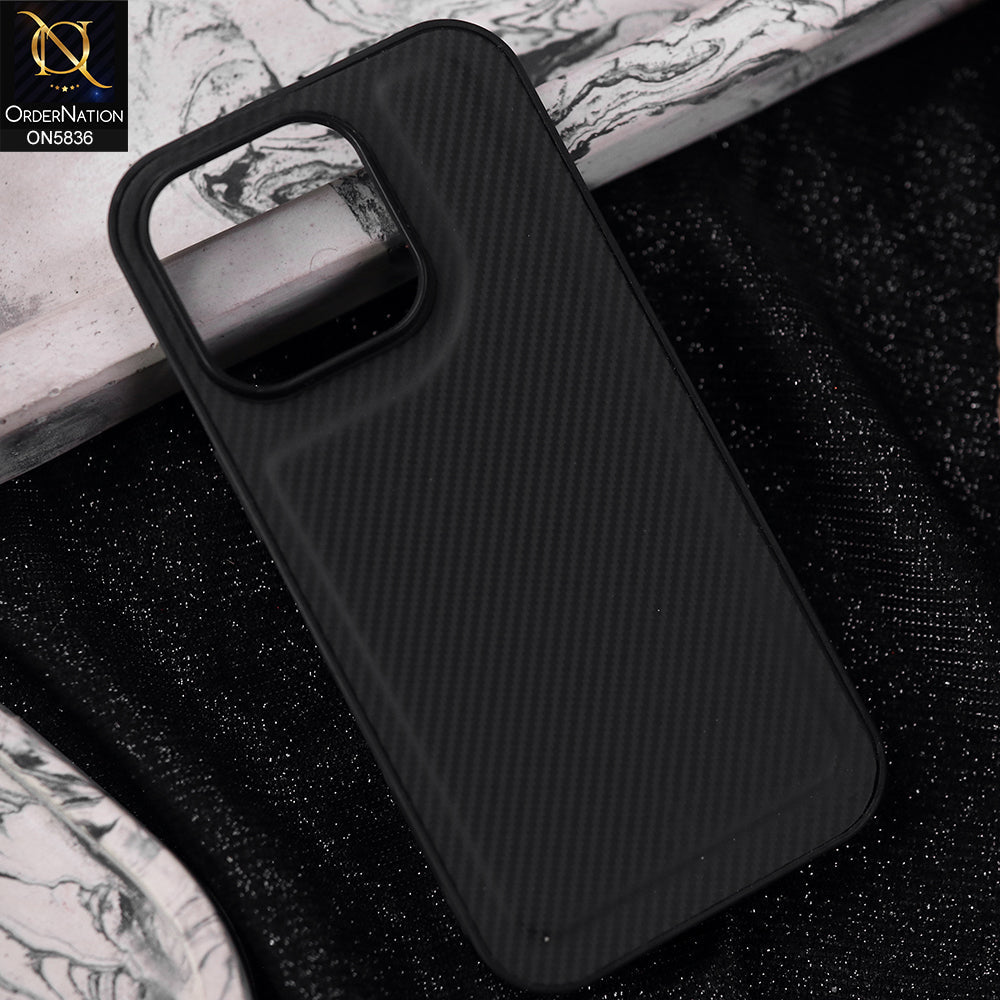 iPhone 13 Pro Max Cover - Black -  New Deluxe High Quality Matte Soft Tpu Carbon Fiber Texture Case