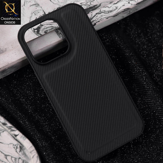 iPhone 15 Pro Max Cover - Black -  New Deluxe High Quality Matte Soft Tpu Carbon Fiber Texture Case