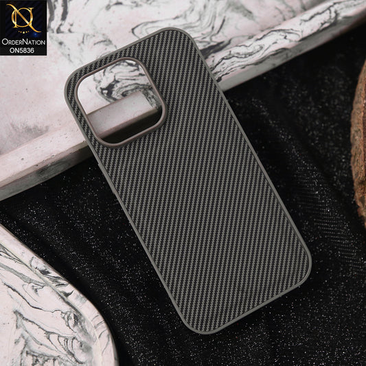 iPhone 15 Pro Cover - Gray -  New Deluxe High Quality Matte Soft Tpu Carbon Fiber Texture Case