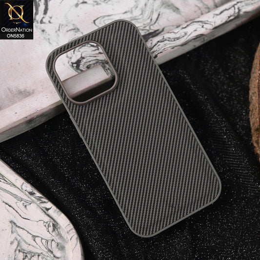 iPhone 16 Pro Cover - Gray -  New Deluxe High Quality Matte Soft Tpu Carbon Fiber Texture Case