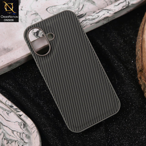 iPhone 16 Cover - Gray -  New Deluxe High Quality Matte Soft Tpu Carbon Fiber Texture Case