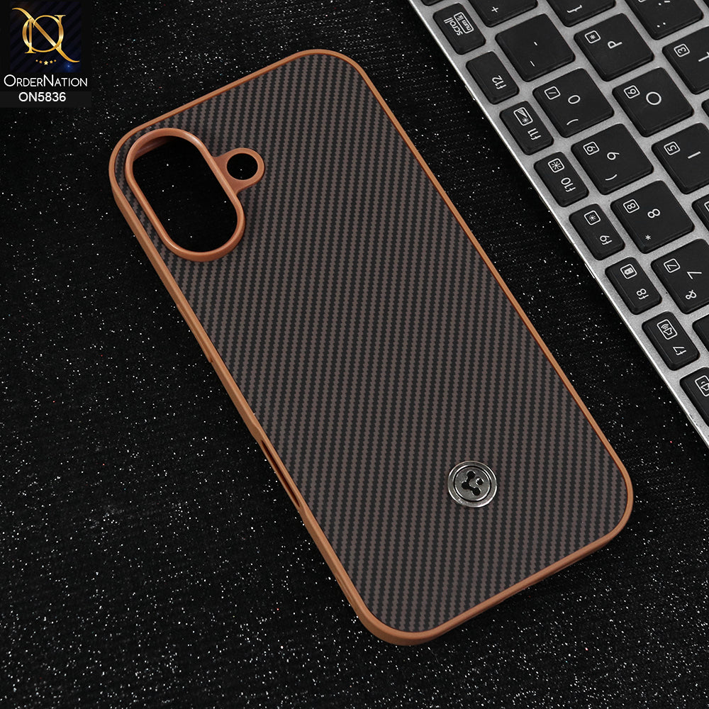 iPhone 17 Cover - Brown  - New Deluxe High Quality Matte Soft Tpu Carbon Fiber Texture Case