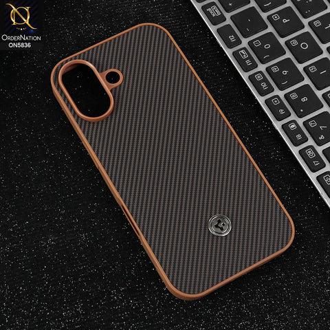 iPhone 17 Cover - Brown  - New Deluxe High Quality Matte Soft Tpu Carbon Fiber Texture Case