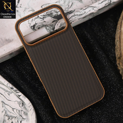 iPhone 17 Pro Cover - Brown -  New Deluxe High Quality Matte Soft Tpu Carbon Fiber Texture Case