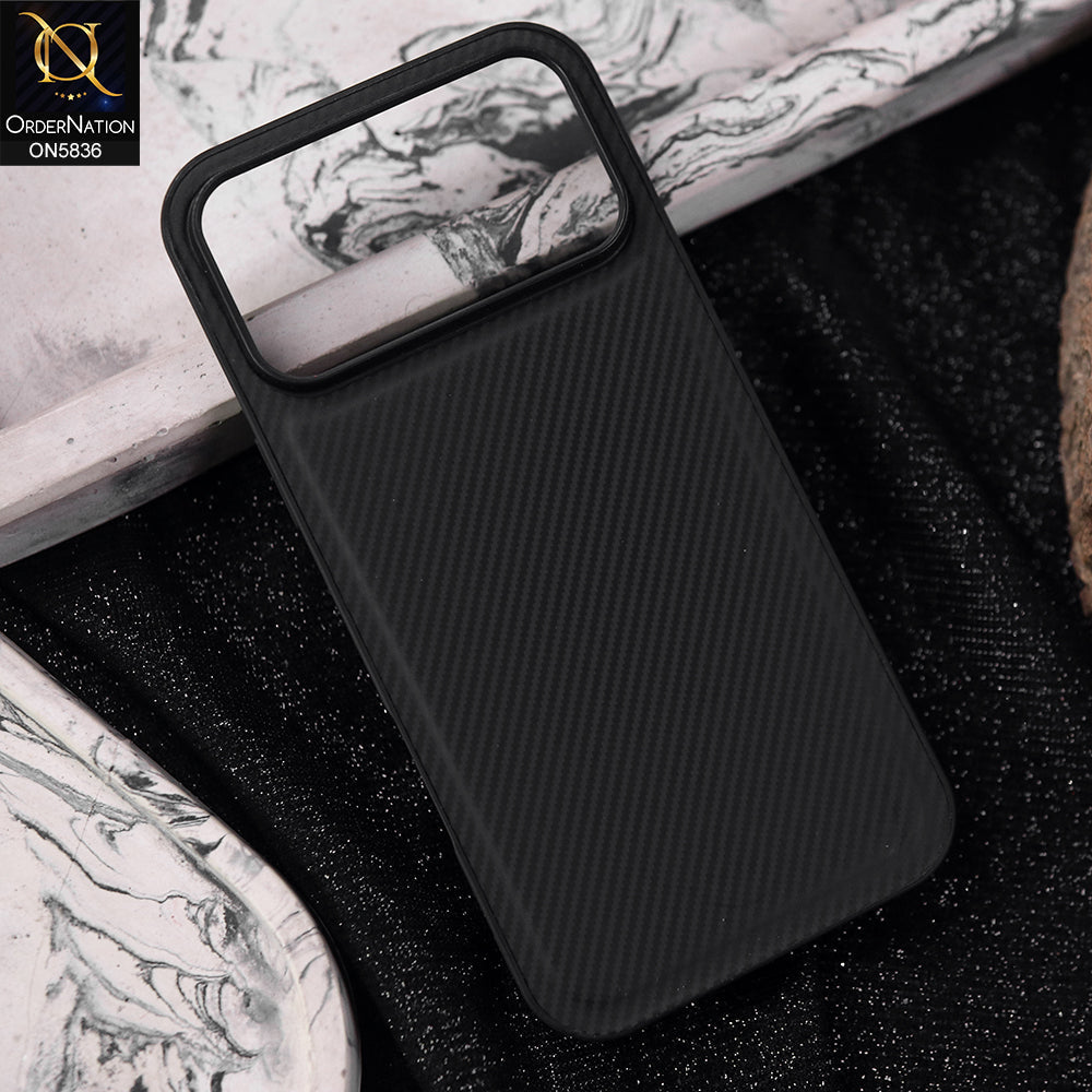 iPhone 17 Pro Max Cover - Black -  New Deluxe High Quality Matte Soft Tpu Carbon Fiber Texture Case