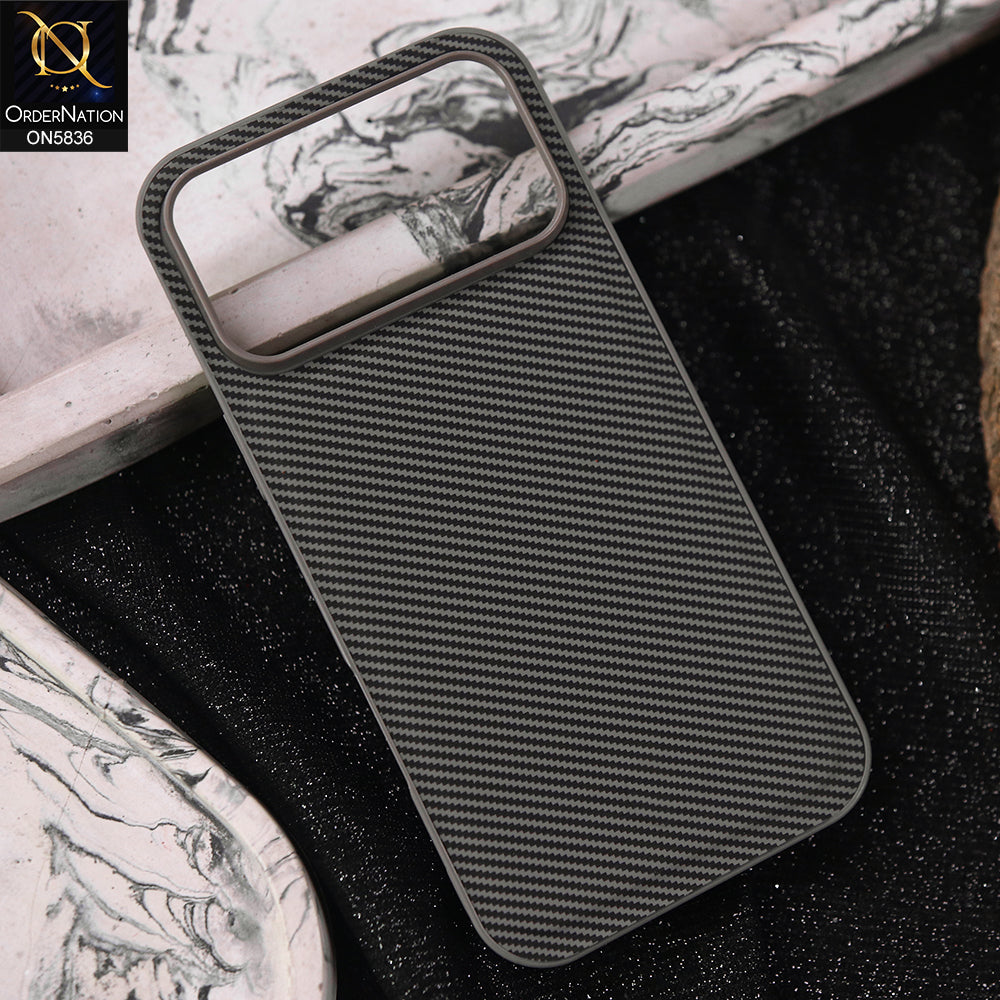 iPhone 17 Pro Max Cover - Gray -  New Deluxe High Quality Matte Soft Tpu Carbon Fiber Texture Case