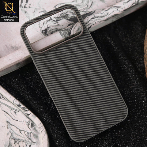iPhone 17 Pro Max Cover - Gray -  New Deluxe High Quality Matte Soft Tpu Carbon Fiber Texture Case
