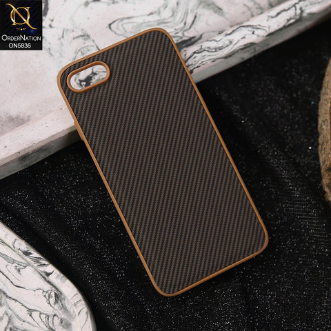 iPhone SE 2020 Cover - Brown -  New Deluxe High Quality Matte Soft Tpu Carbon Fiber Texture Case